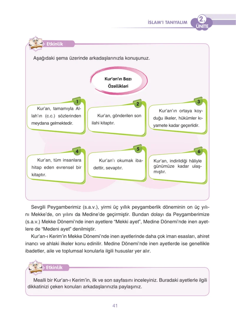 4. Sınıf Din Kültürü ve Ahlak Bilgisi Ders Kitabı Cevapları Anka Yayınları Sayfa 41