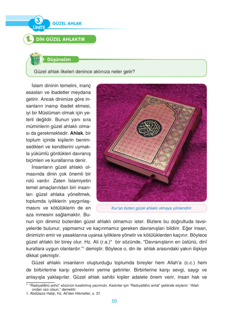 4. Sınıf Din Kültürü ve Ahlak Bilgisi Ders Kitabı Cevapları Anka Yayınları Sayfa 50
