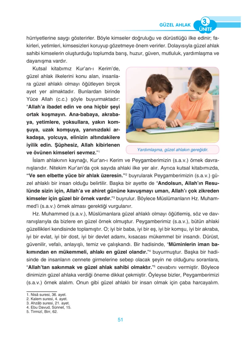 4. Sınıf Din Kültürü ve Ahlak Bilgisi Ders Kitabı Cevapları Anka Yayınları Sayfa 51