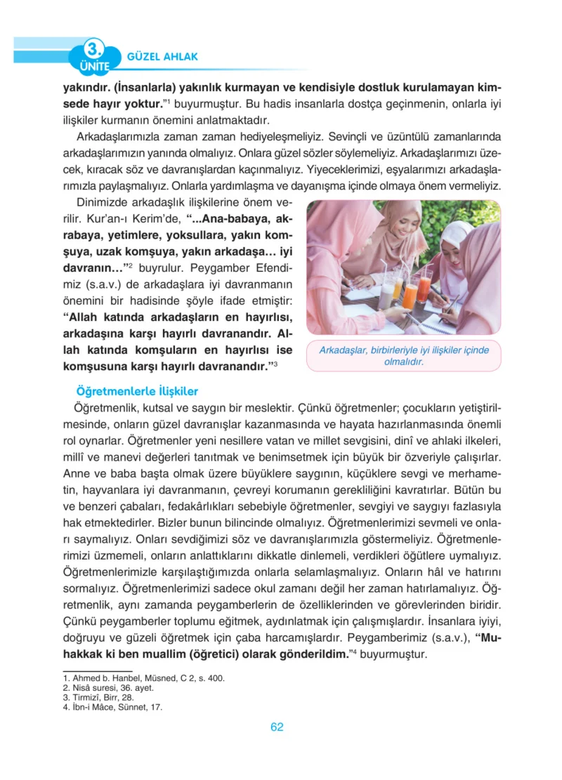 4. Sınıf Din Kültürü ve Ahlak Bilgisi Ders Kitabı Cevapları Anka Yayınları Sayfa 62