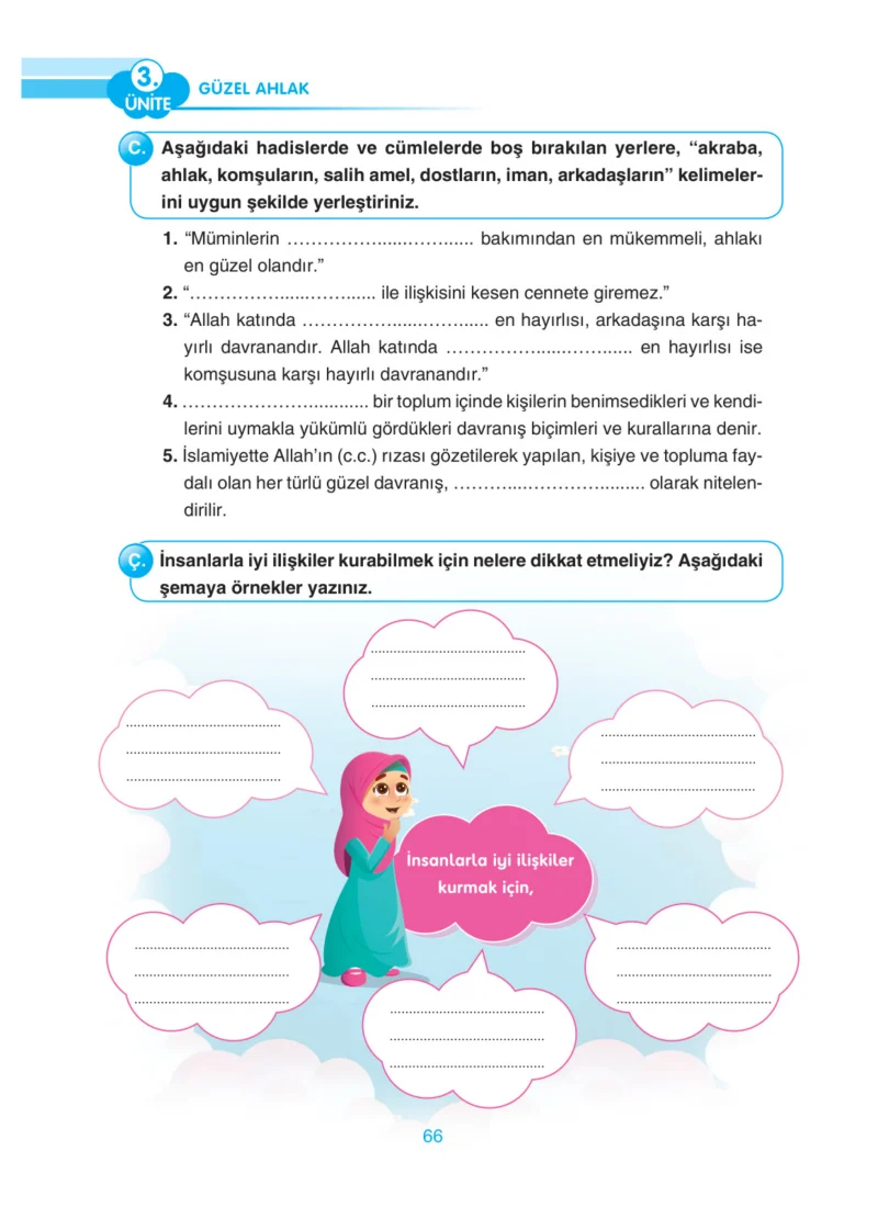 4. Sınıf Din Kültürü ve Ahlak Bilgisi Ders Kitabı Cevapları Anka Yayınları Sayfa 66