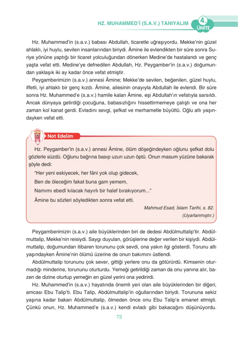 4. Sınıf Din Kültürü ve Ahlak Bilgisi Ders Kitabı Cevapları Anka Yayınları Sayfa 73