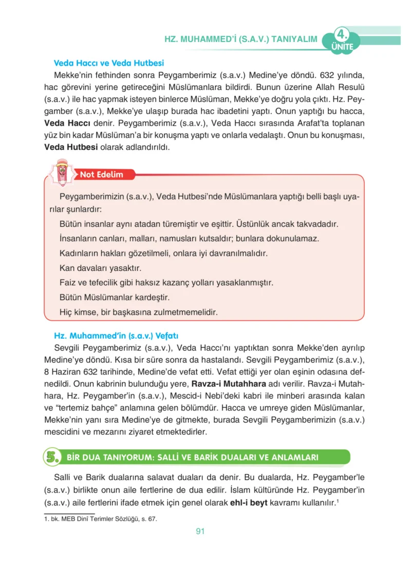 4. Sınıf Din Kültürü ve Ahlak Bilgisi Ders Kitabı Cevapları Anka Yayınları Sayfa 91