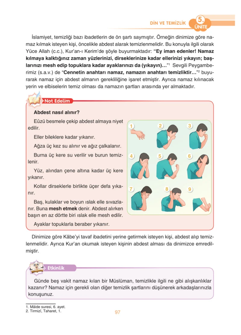 4. Sınıf Din Kültürü ve Ahlak Bilgisi Ders Kitabı Cevapları Anka Yayınları Sayfa 97