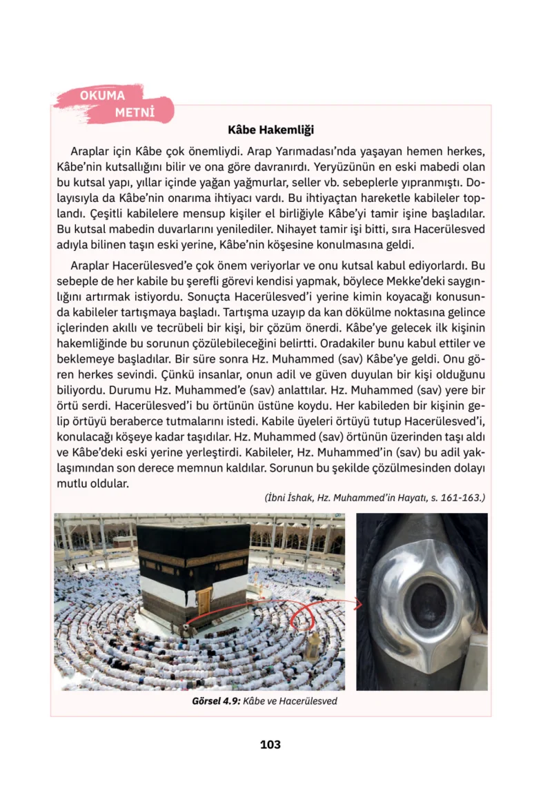 4. Sınıf Din Kültürü ve Ahlak Bilgisi Ders Kitabı Cevapları SDR İpekyolu Yayınları Sayfa 103
