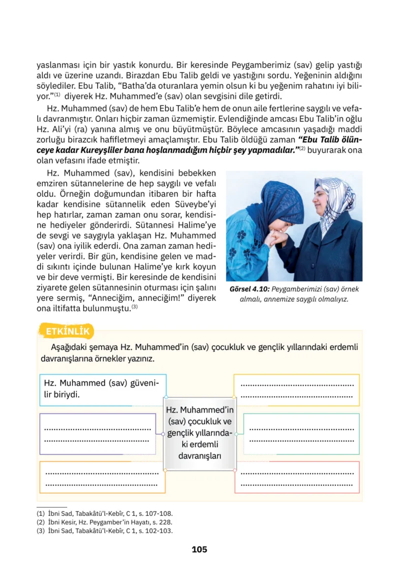 4. Sınıf Din Kültürü ve Ahlak Bilgisi Ders Kitabı Cevapları SDR İpekyolu Yayınları Sayfa 105