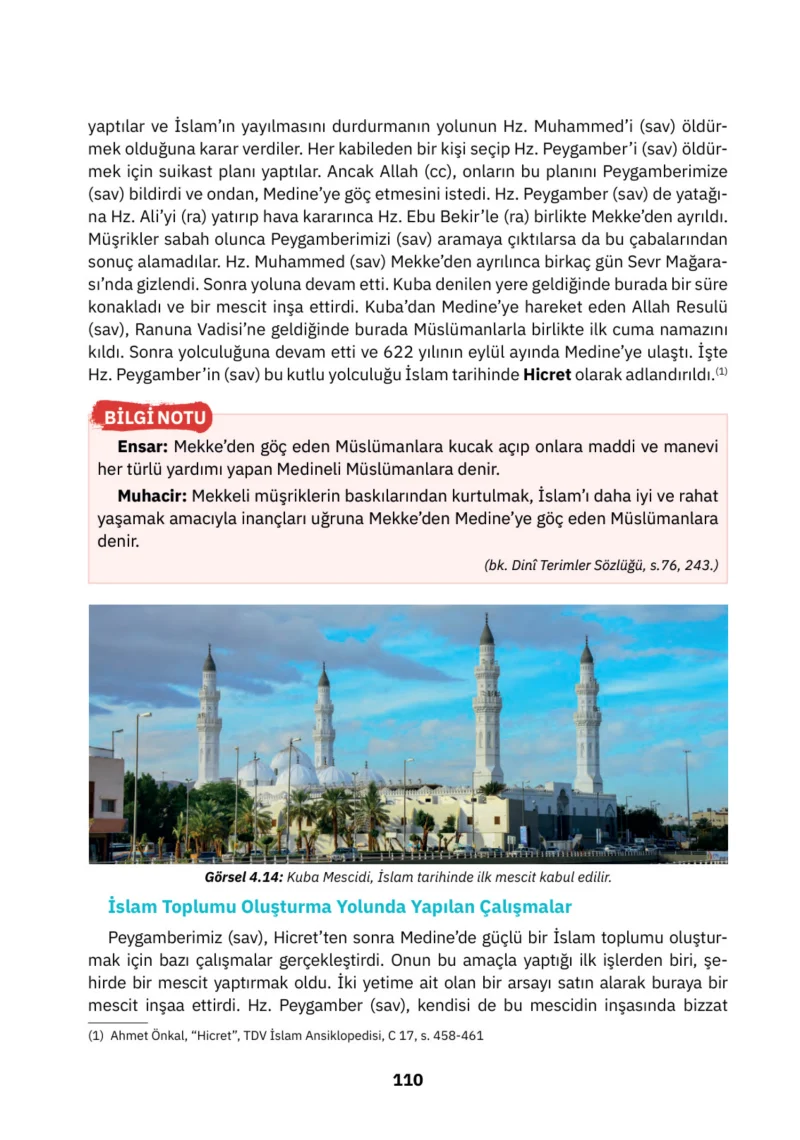 4. Sınıf Din Kültürü ve Ahlak Bilgisi Ders Kitabı Cevapları SDR İpekyolu Yayınları Sayfa 110