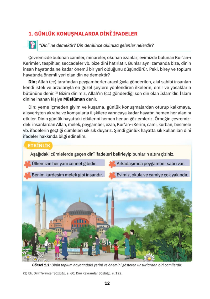 4. Sınıf Din Kültürü ve Ahlak Bilgisi Ders Kitabı Cevapları SDR İpekyolu Yayınları Sayfa 12
