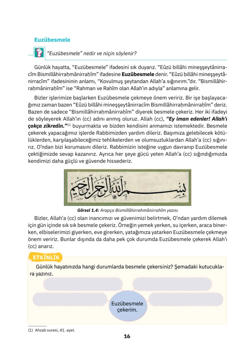 4. Sınıf Din Kültürü ve Ahlak Bilgisi Ders Kitabı Cevapları SDR İpekyolu Yayınları Sayfa 16