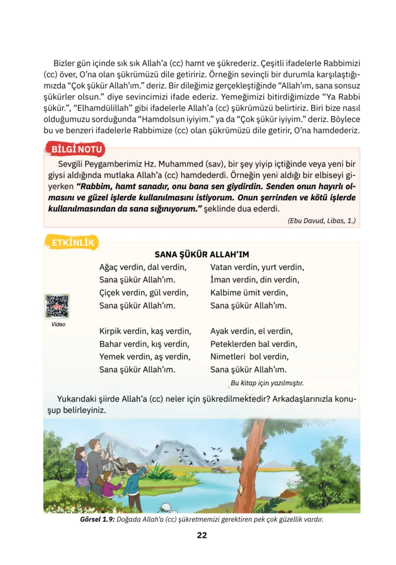 4. Sınıf Din Kültürü ve Ahlak Bilgisi Ders Kitabı Cevapları SDR İpekyolu Yayınları Sayfa 22