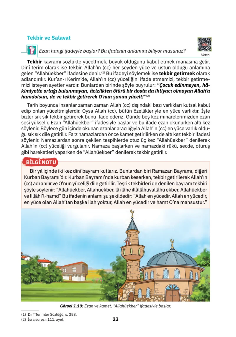 4. Sınıf Din Kültürü ve Ahlak Bilgisi Ders Kitabı Cevapları SDR İpekyolu Yayınları Sayfa 23