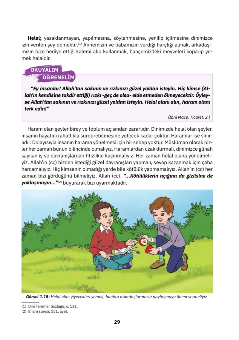 4. Sınıf Din Kültürü ve Ahlak Bilgisi Ders Kitabı Cevapları SDR İpekyolu Yayınları Sayfa 29