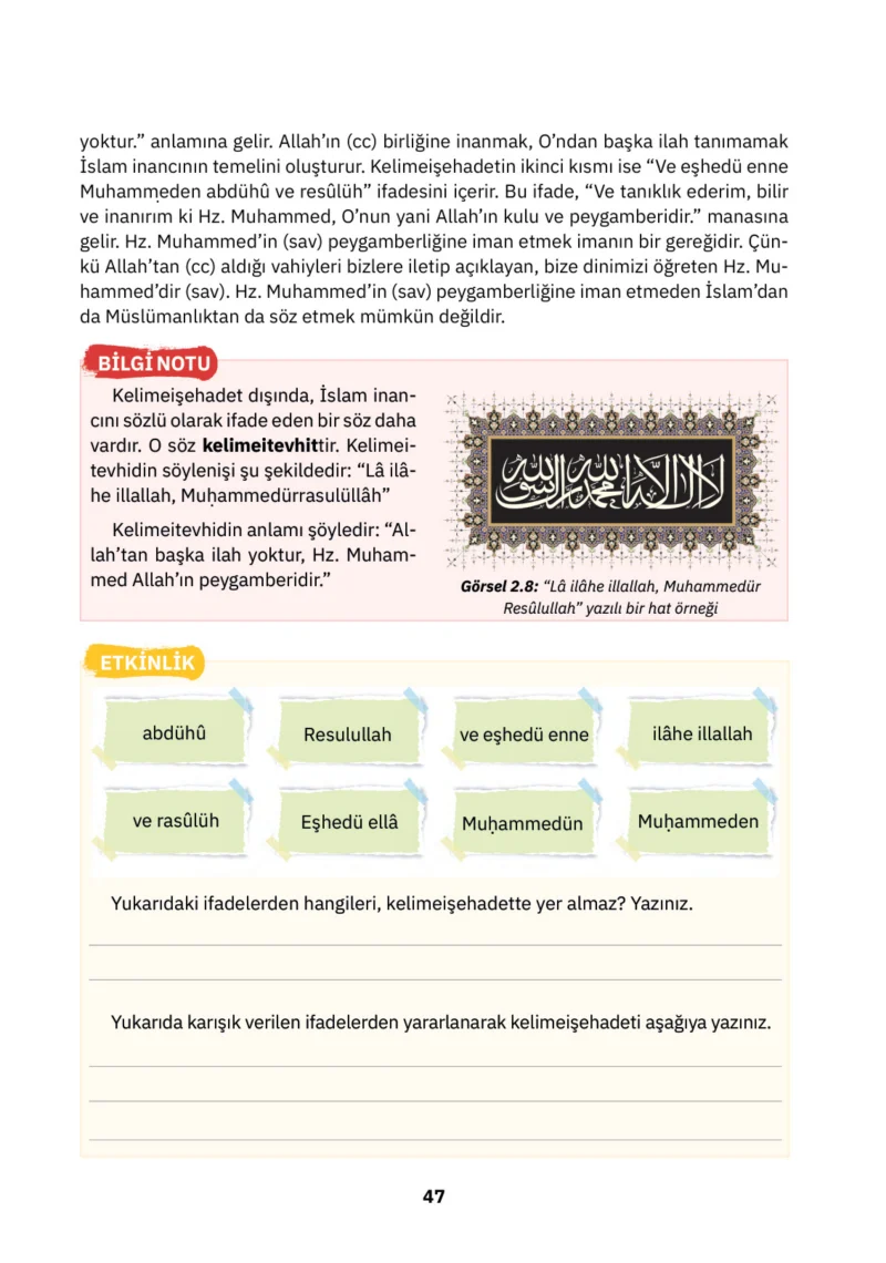 4. Sınıf Din Kültürü ve Ahlak Bilgisi Ders Kitabı Cevapları SDR İpekyolu Yayınları Sayfa 47