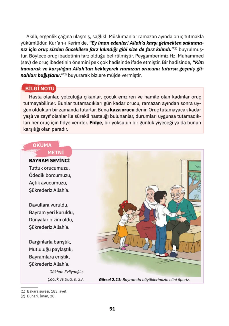 4. Sınıf Din Kültürü ve Ahlak Bilgisi Ders Kitabı Cevapları SDR İpekyolu Yayınları Sayfa 51