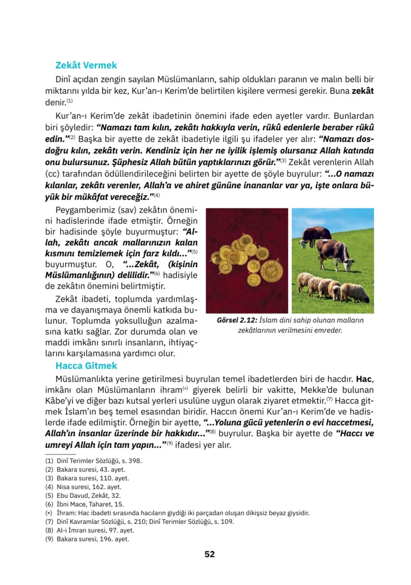 4. Sınıf Din Kültürü ve Ahlak Bilgisi Ders Kitabı Cevapları SDR İpekyolu Yayınları Sayfa 52