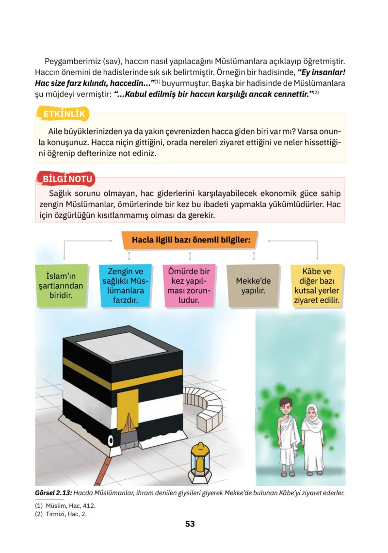 4. Sınıf Din Kültürü ve Ahlak Bilgisi Ders Kitabı Cevapları SDR İpekyolu Yayınları Sayfa 53