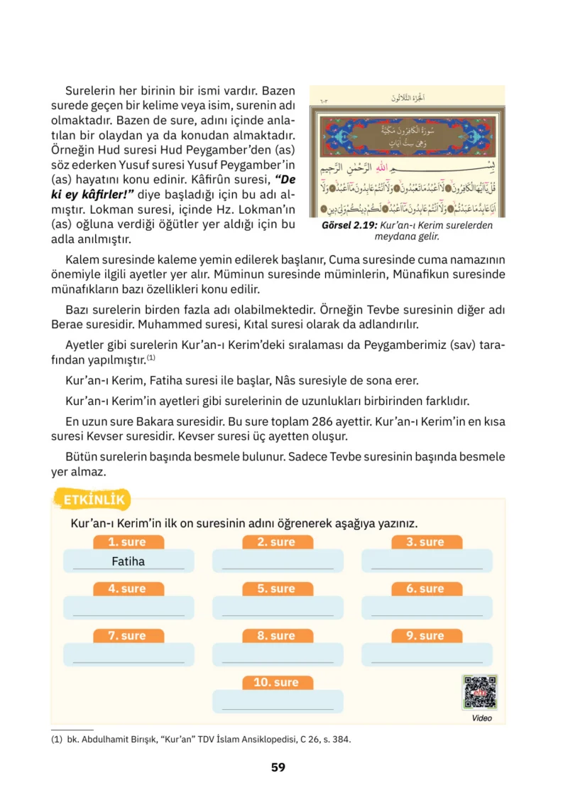4. Sınıf Din Kültürü ve Ahlak Bilgisi Ders Kitabı Cevapları SDR İpekyolu Yayınları Sayfa 59
