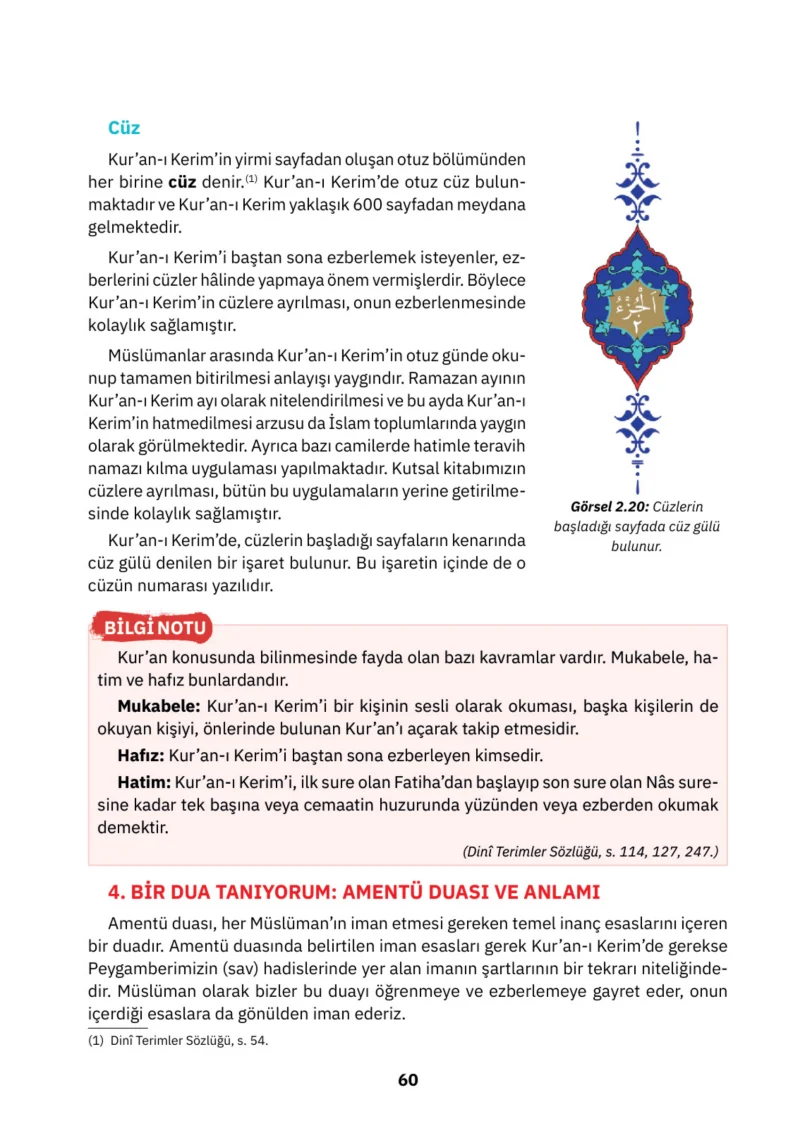 4. Sınıf Din Kültürü ve Ahlak Bilgisi Ders Kitabı Cevapları SDR İpekyolu Yayınları Sayfa 60