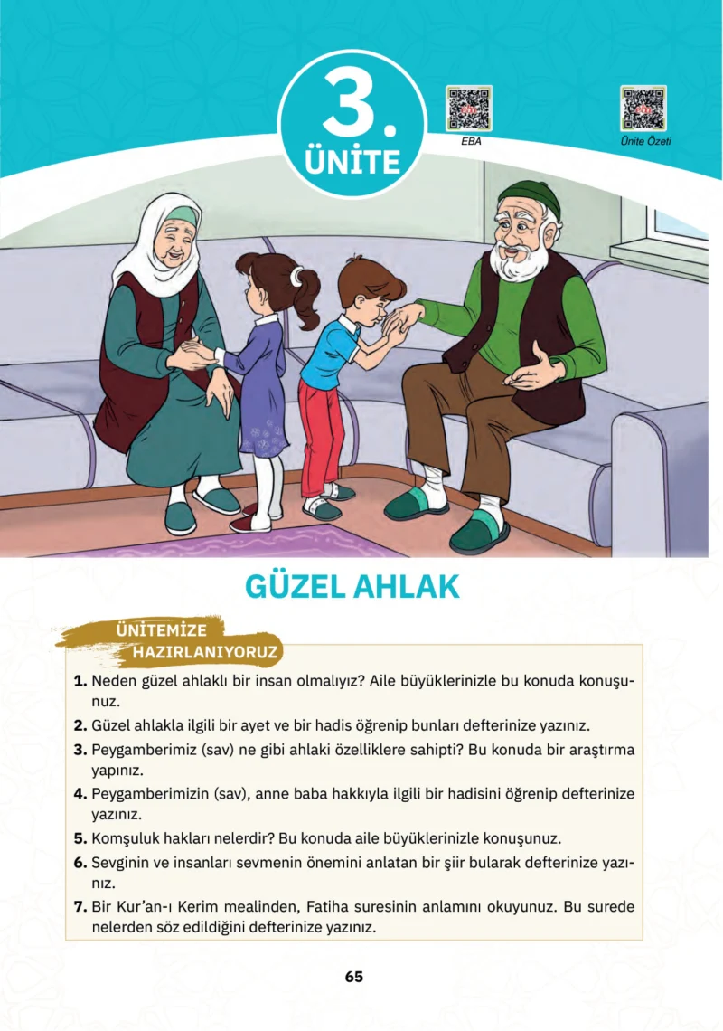 4. Sınıf Din Kültürü ve Ahlak Bilgisi Ders Kitabı Cevapları SDR İpekyolu Yayınları Sayfa 65