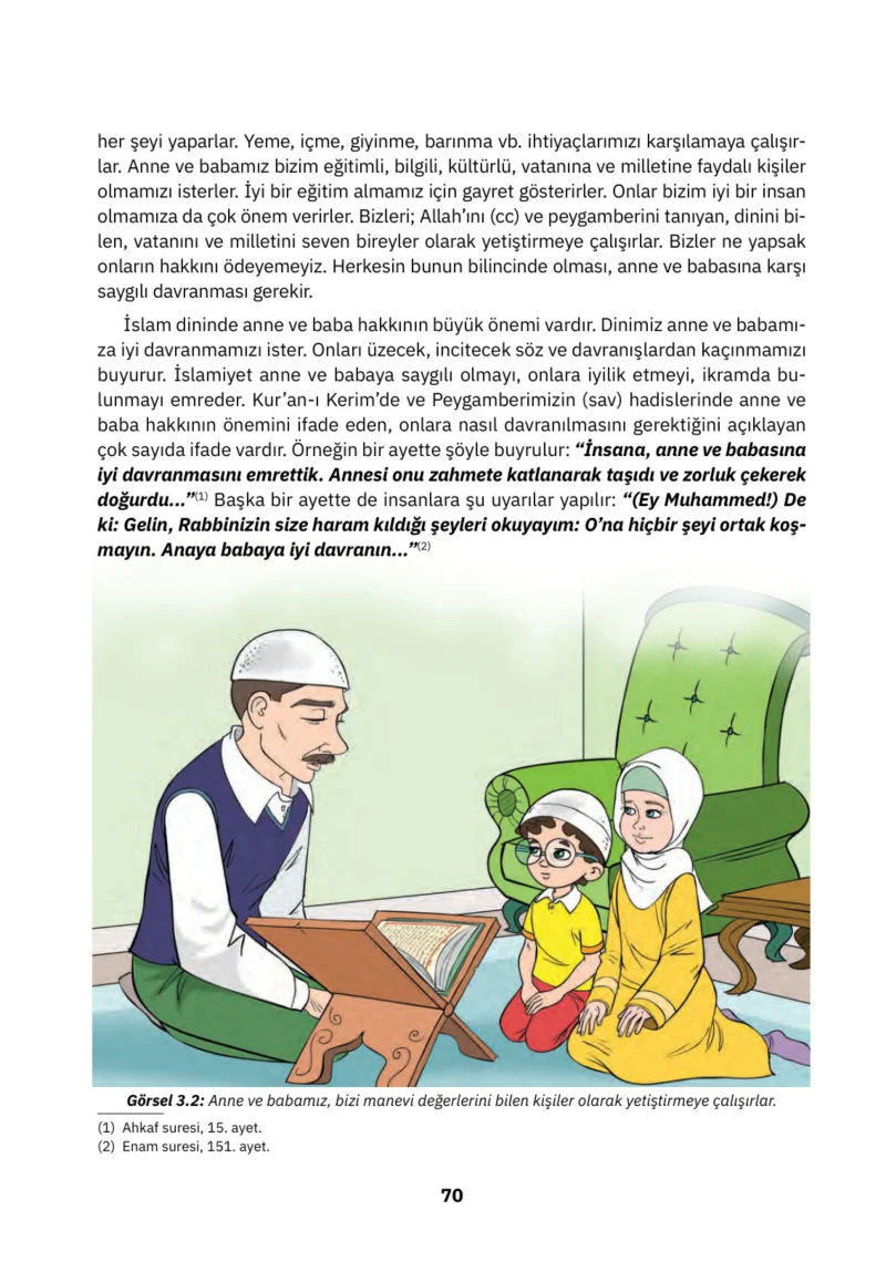 4. Sınıf Din Kültürü ve Ahlak Bilgisi Ders Kitabı Cevapları SDR İpekyolu Yayınları Sayfa 70