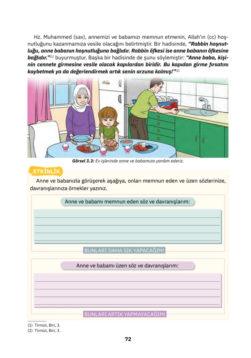 4. Sınıf Din Kültürü ve Ahlak Bilgisi Ders Kitabı Cevapları SDR İpekyolu Yayınları Sayfa 72