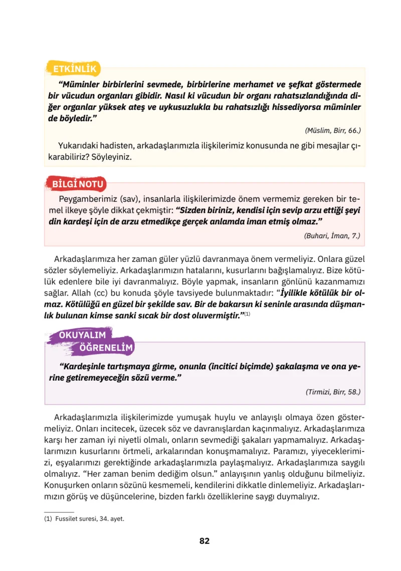 4. Sınıf Din Kültürü ve Ahlak Bilgisi Ders Kitabı Cevapları SDR İpekyolu Yayınları Sayfa 82