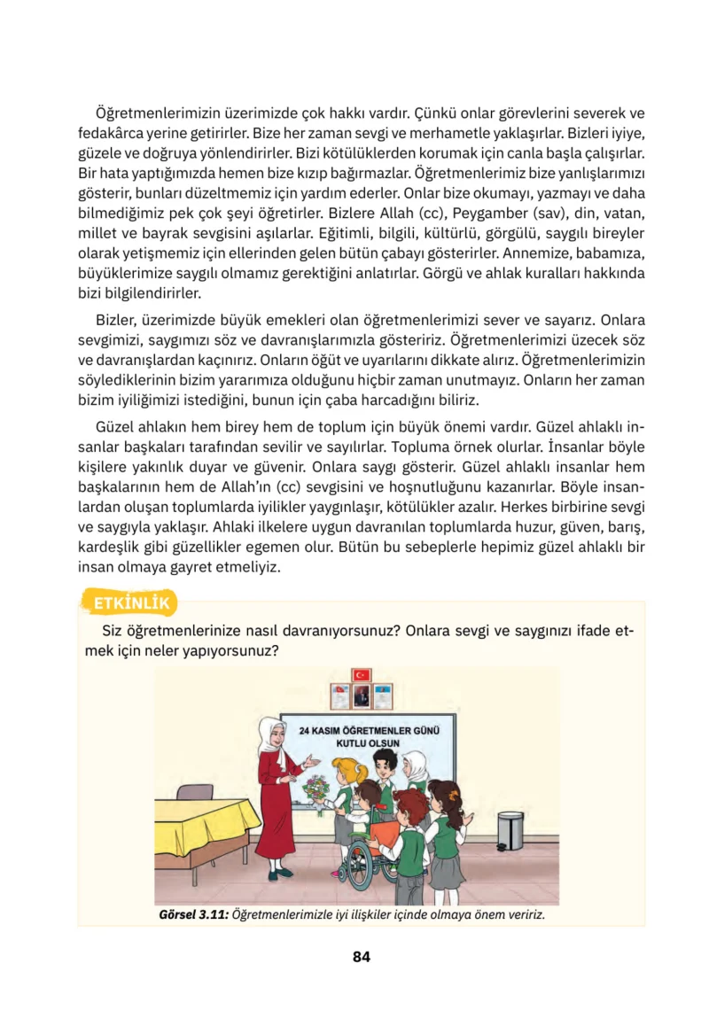 4. Sınıf Din Kültürü ve Ahlak Bilgisi Ders Kitabı Cevapları SDR İpekyolu Yayınları Sayfa 84