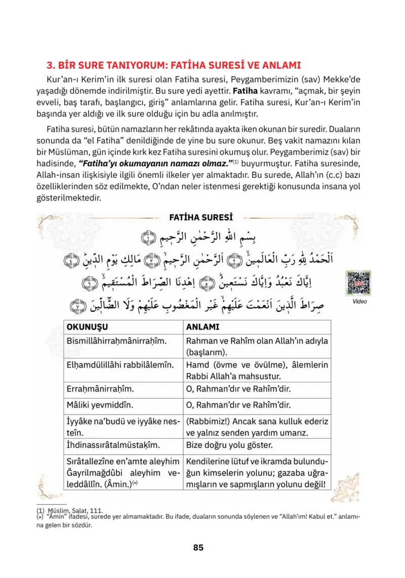4. Sınıf Din Kültürü ve Ahlak Bilgisi Ders Kitabı Cevapları SDR İpekyolu Yayınları Sayfa 85