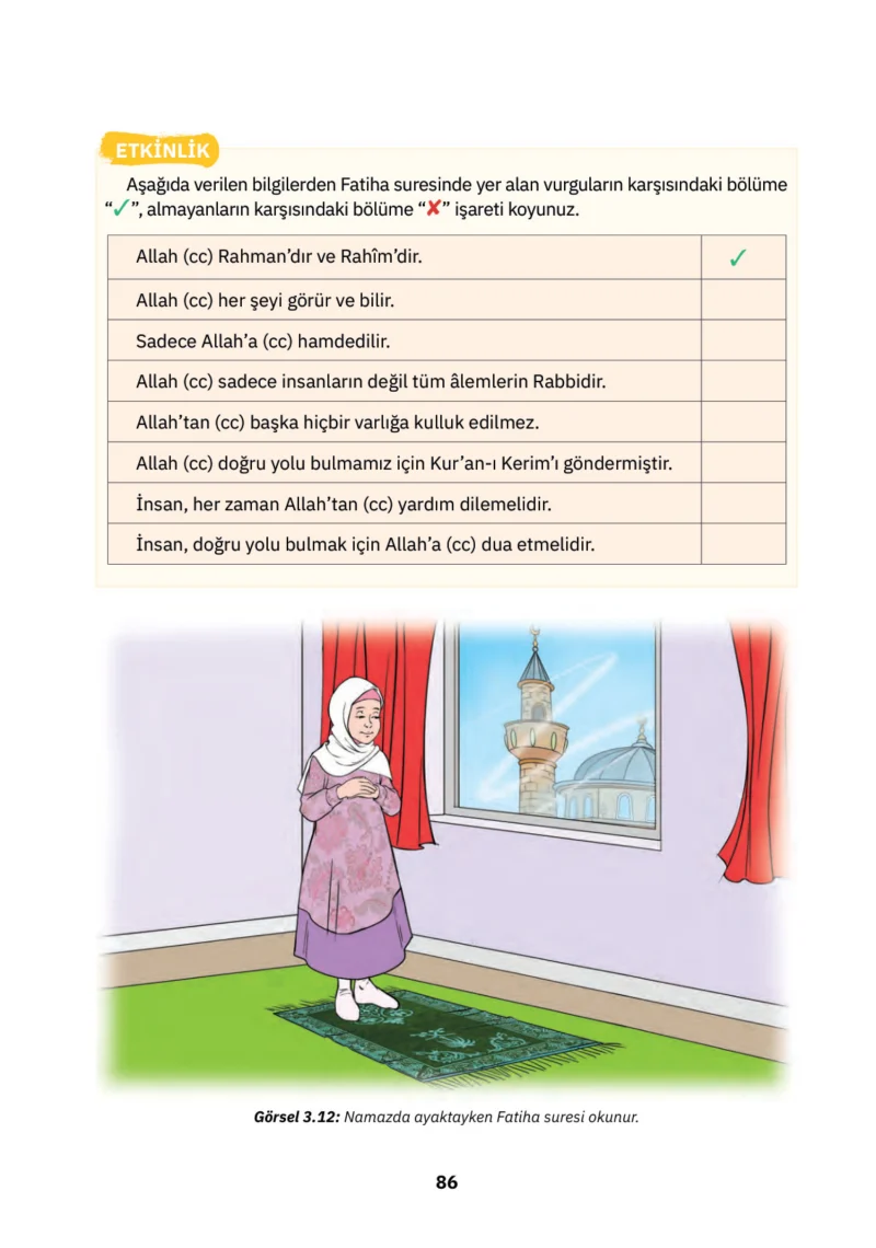 4. Sınıf Din Kültürü ve Ahlak Bilgisi Ders Kitabı Cevapları SDR İpekyolu Yayınları Sayfa 86