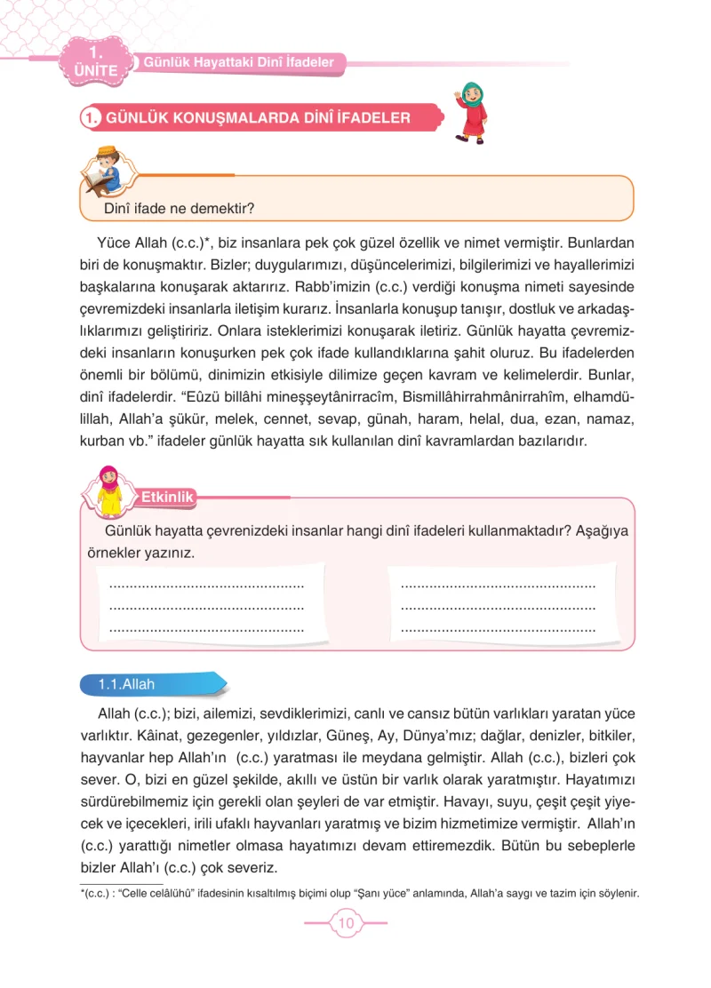 4. Sınıf Din Kültürü ve Ahlak Bilgisi Ders Kitabı Cevapları Tutku Yayıncılık Sayfa 10