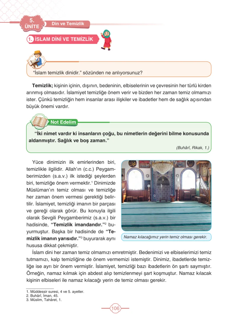 4. Sınıf Din Kültürü ve Ahlak Bilgisi Ders Kitabı Cevapları Tutku Yayıncılık Sayfa 106