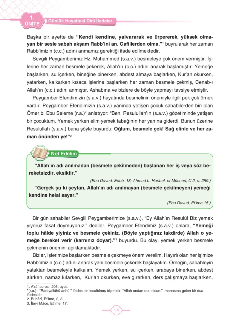 4. Sınıf Din Kültürü ve Ahlak Bilgisi Ders Kitabı Cevapları Tutku Yayıncılık Sayfa 14