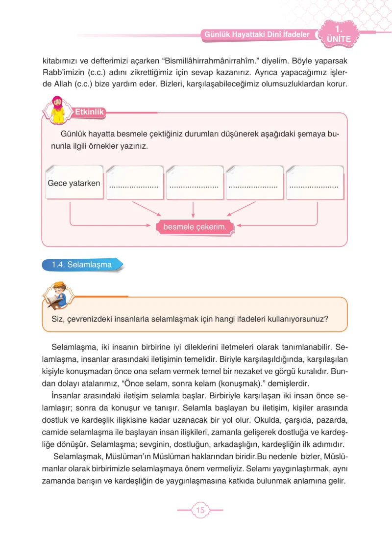 4. Sınıf Din Kültürü ve Ahlak Bilgisi Ders Kitabı Cevapları Tutku Yayıncılık Sayfa 15