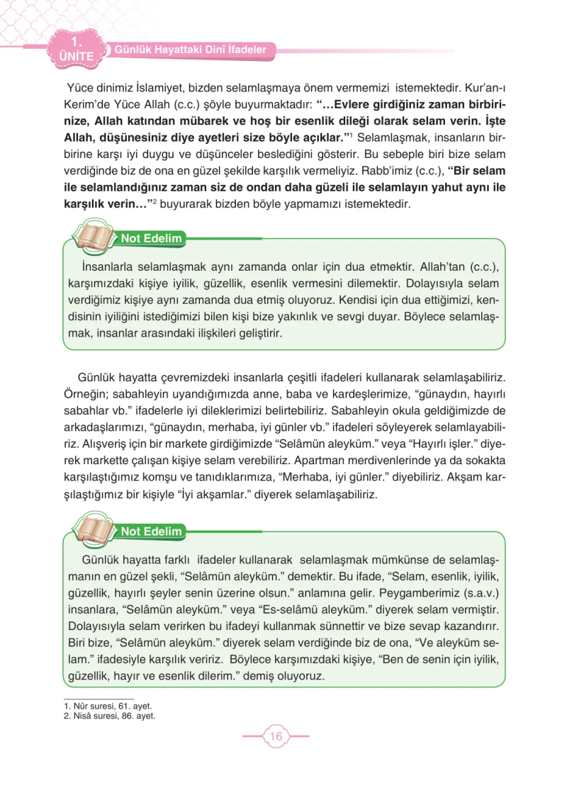 4. Sınıf Din Kültürü ve Ahlak Bilgisi Ders Kitabı Cevapları Tutku Yayıncılık Sayfa 16