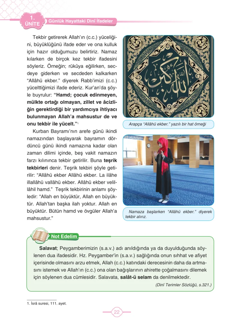 4. Sınıf Din Kültürü ve Ahlak Bilgisi Ders Kitabı Cevapları Tutku Yayıncılık Sayfa 22
