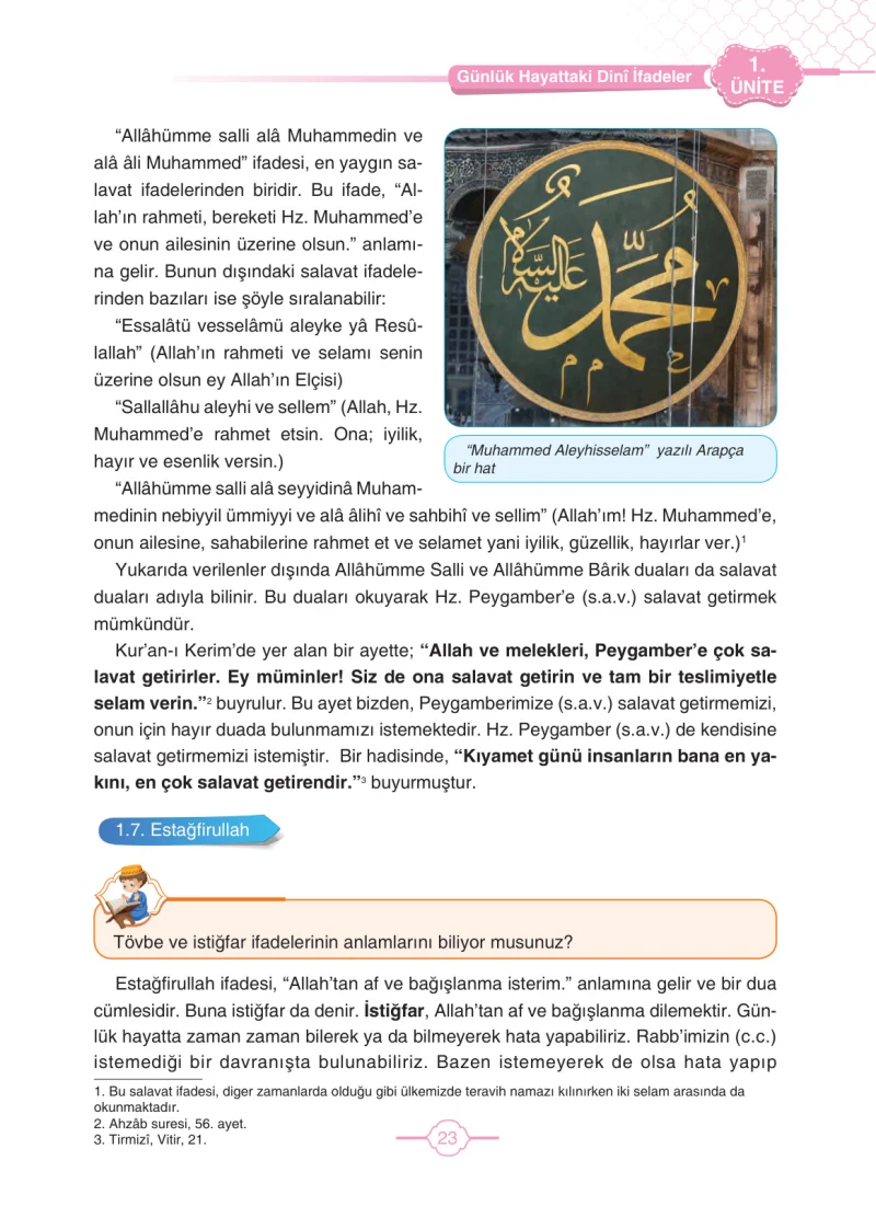 4. Sınıf Din Kültürü ve Ahlak Bilgisi Ders Kitabı Cevapları Tutku Yayıncılık Sayfa 23