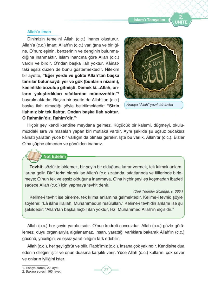 4. Sınıf Din Kültürü ve Ahlak Bilgisi Ders Kitabı Cevapları Tutku Yayıncılık Sayfa 37