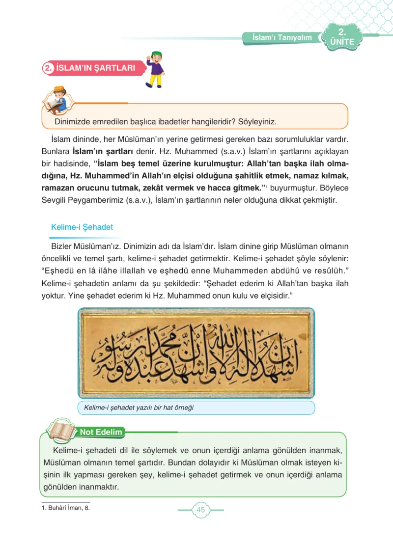 4. Sınıf Din Kültürü ve Ahlak Bilgisi Ders Kitabı Cevapları Tutku Yayıncılık Sayfa 45