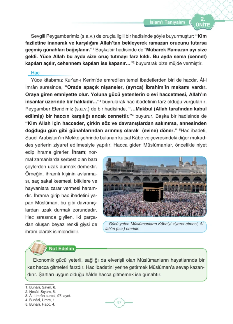 4. Sınıf Din Kültürü ve Ahlak Bilgisi Ders Kitabı Cevapları Tutku Yayıncılık Sayfa 47