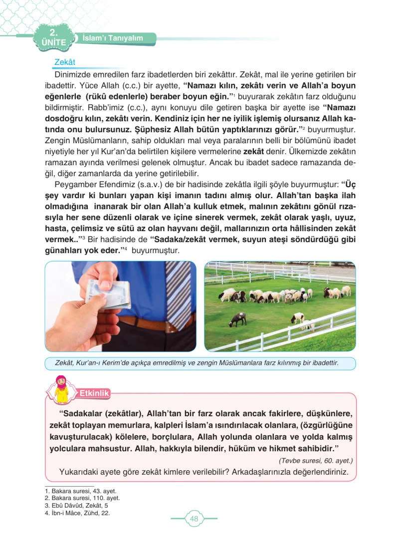 4. Sınıf Din Kültürü ve Ahlak Bilgisi Ders Kitabı Cevapları Tutku Yayıncılık Sayfa 48