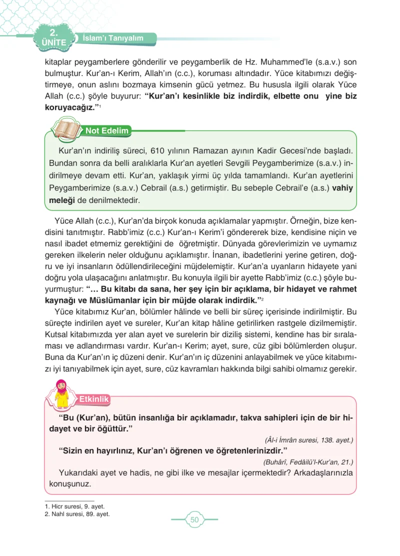 4. Sınıf Din Kültürü ve Ahlak Bilgisi Ders Kitabı Cevapları Tutku Yayıncılık Sayfa 50