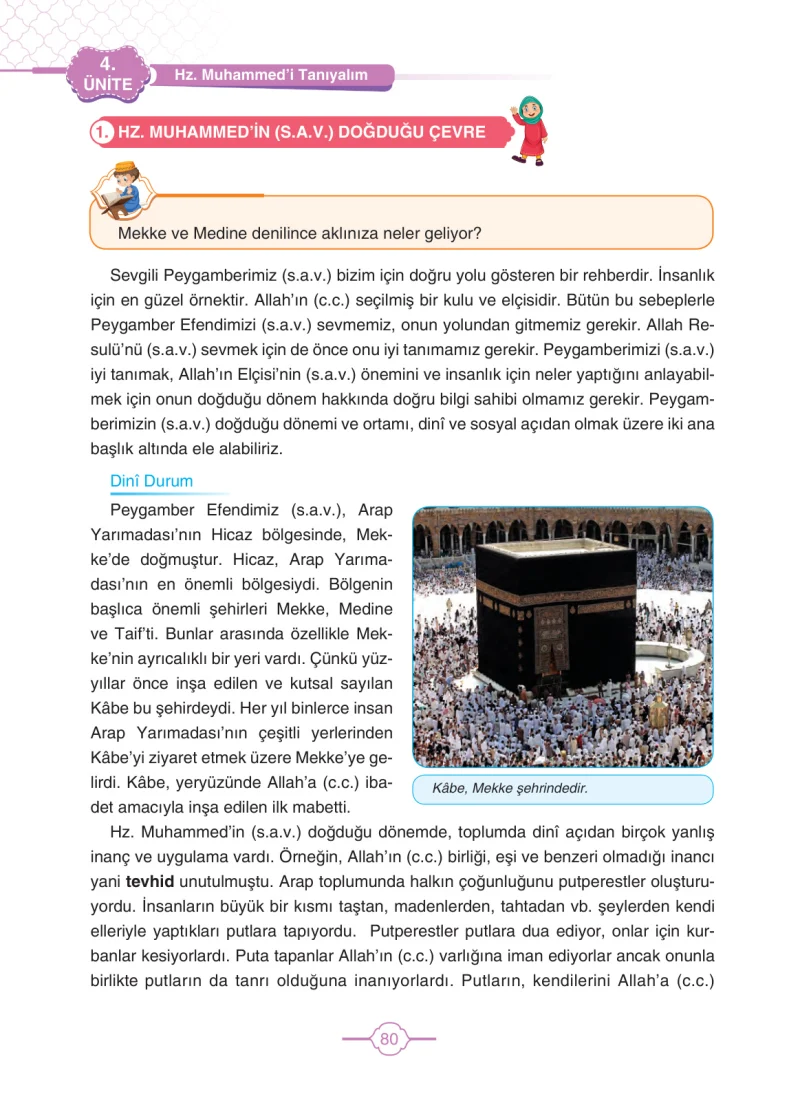 4. Sınıf Din Kültürü ve Ahlak Bilgisi Ders Kitabı Cevapları Tutku Yayıncılık Sayfa 80