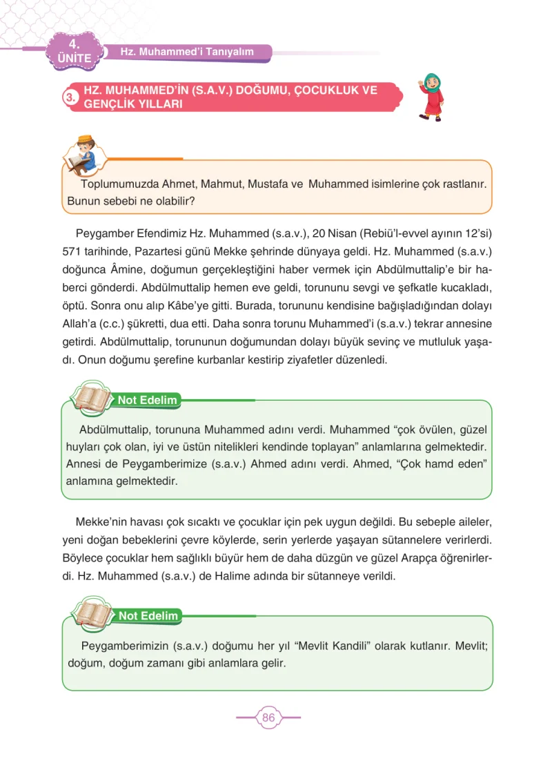 4. Sınıf Din Kültürü ve Ahlak Bilgisi Ders Kitabı Cevapları Tutku Yayıncılık Sayfa 86