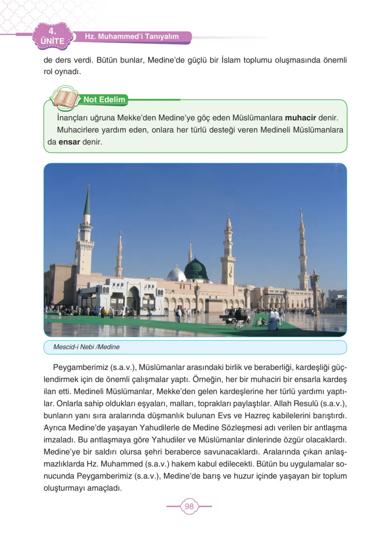 4. Sınıf Din Kültürü ve Ahlak Bilgisi Ders Kitabı Cevapları Tutku Yayıncılık Sayfa 98