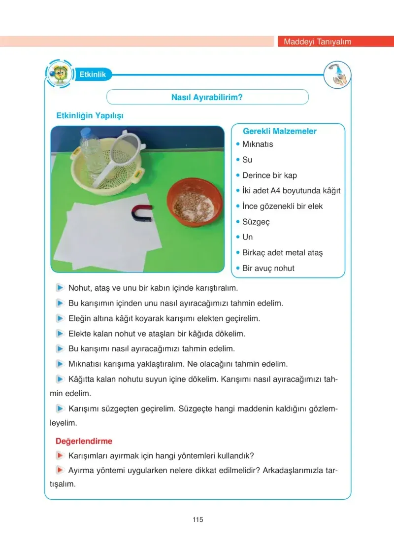 4. Sınıf Fen Bilimleri Ders Kitabı Cevapları Anka Yayınevi Sayfa 115