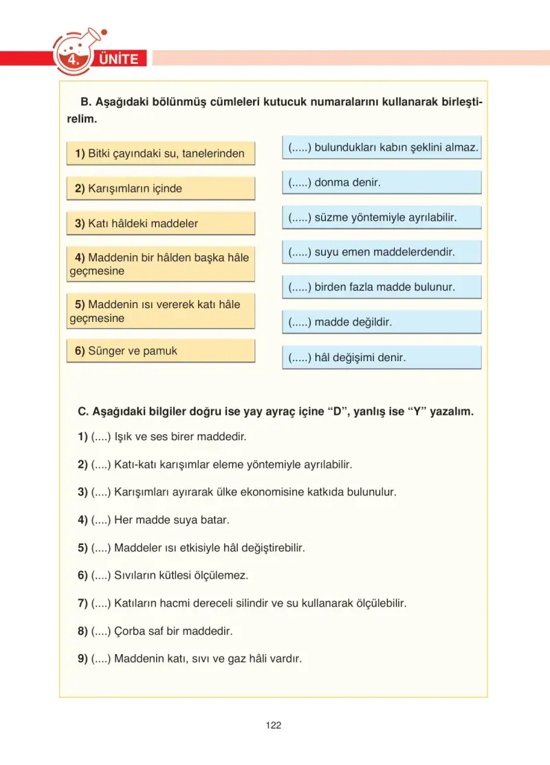 4. Sınıf Fen Bilimleri Ders Kitabı Cevapları Anka Yayınevi Sayfa 122