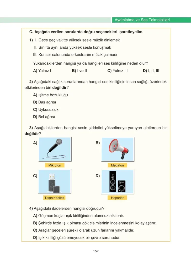 4. Sınıf Fen Bilimleri Ders Kitabı Cevapları Anka Yayınevi Sayfa 157