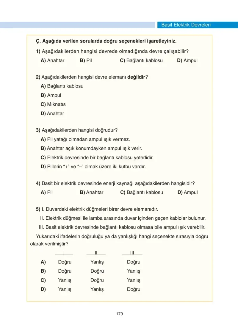 4. Sınıf Fen Bilimleri Ders Kitabı Cevapları Anka Yayınevi Sayfa 179