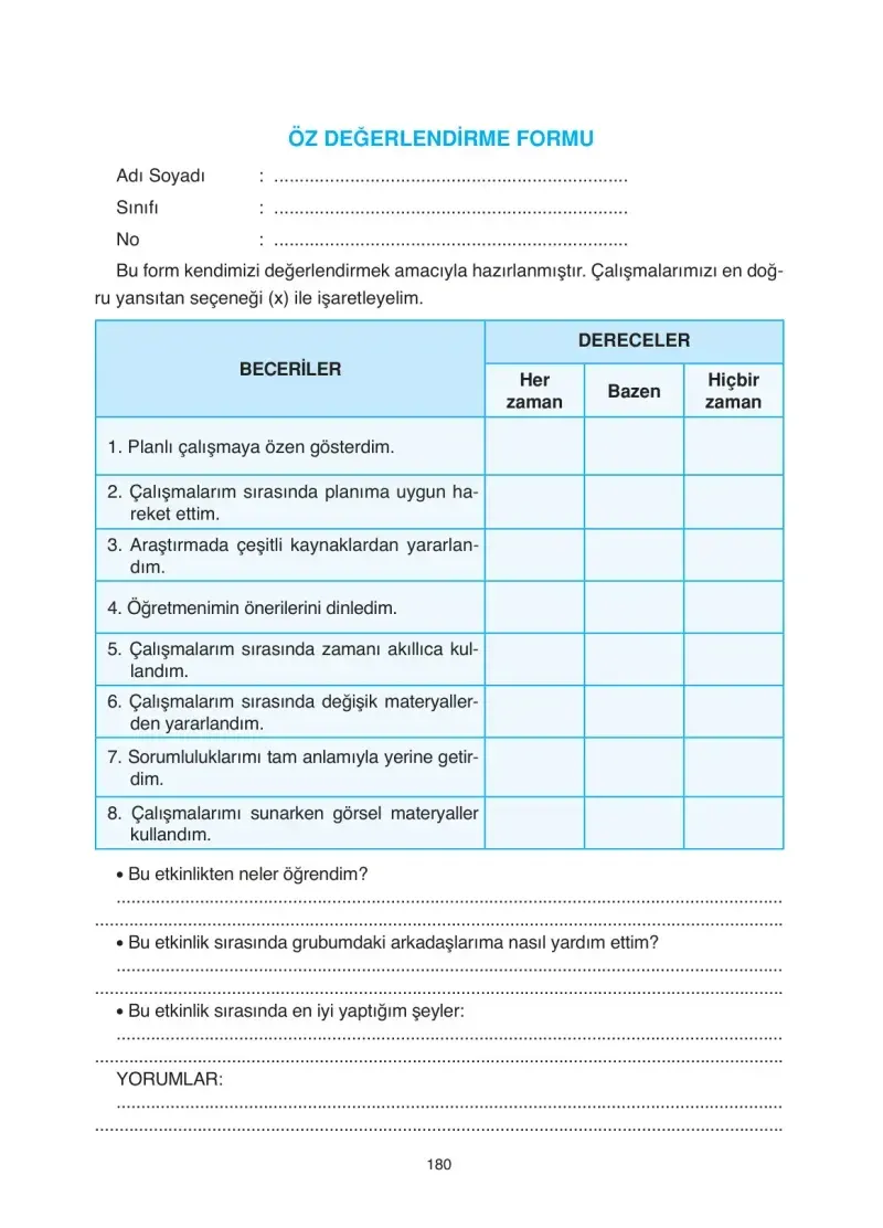 4. Sınıf Fen Bilimleri Ders Kitabı Cevapları Anka Yayınevi Sayfa 180