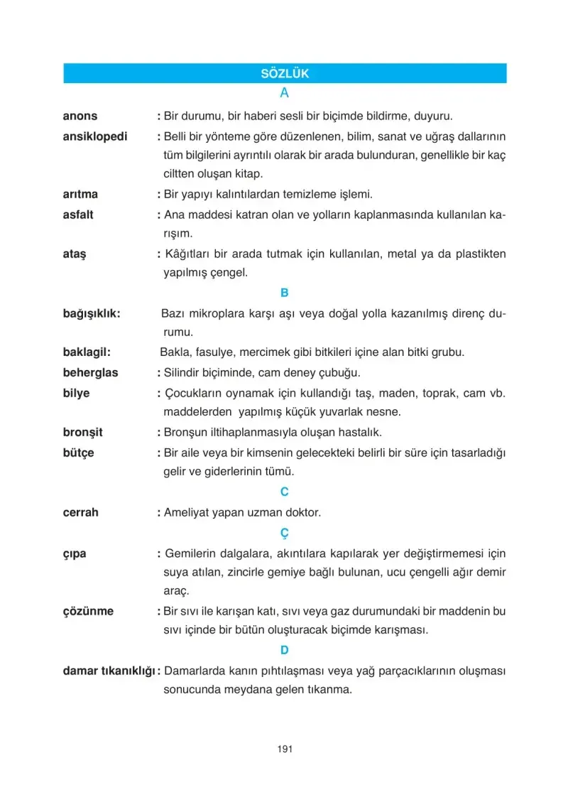 4. Sınıf Fen Bilimleri Ders Kitabı Cevapları Anka Yayınevi Sayfa 191